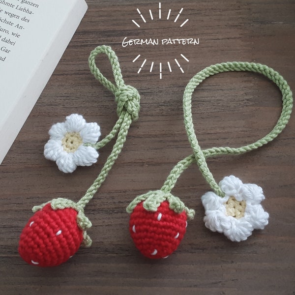 PDF instructions German bookmark strawberry crochet instructions bookmark strawberry bookmark pendant strawberry