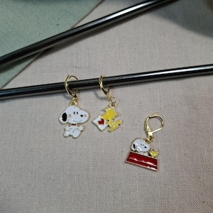 2er Set Maschenmarkierer Snoopy und Woodstock, Maschenmarkierer Snoopy, Maschenmarkierer Woodstock, Anhänger Snoopy, Anhänger Woodstock