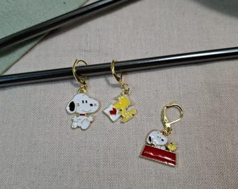 Maschenmarkierer Snoopy und Woodstock, Maschenmarkierer Snoopy, Maschenmarkierer Woodstock, Anhänger Snoopy, Anhänger Woodstock