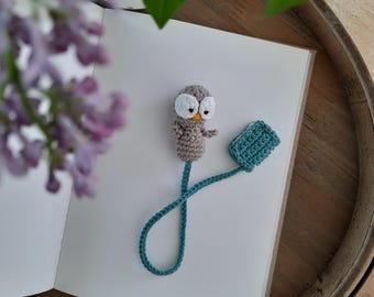 PDF instructions German bookmark owl with book, crochet pattern bookmark, bookmark crochet pattern, owl crochet, bookmark crochet