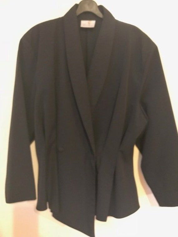 Vintage 80s Waisted Suit Jacket Navy Shoulder Pads Size 12 Etsy