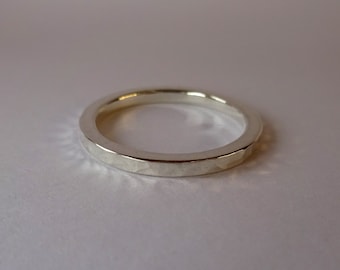 Stacking ring silver with hammer stroke 2 mm