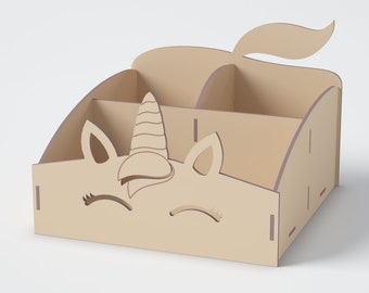 Unicorn desk organizer Pattern Vector for Laser Cutting CNC, Instant download, laser vector designs