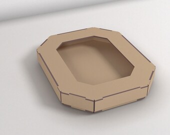 Eight side box vector file, vector cut file, digital vector art, laser cut pattern