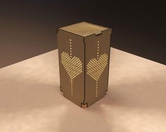 Dots Heart lamp, night lantern, Valentine's day light box vector plans file,display vector cut file, digital vector art, laser cut pattern