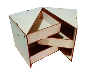 Half cube box vector file, display vector cut file, digital vector art, laser cut pattern