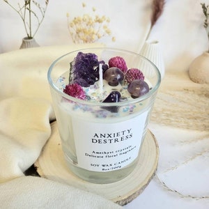 ANXIETY RELAXATION DESTRESS chakra candle quartz Wicca magik amethyst crystal