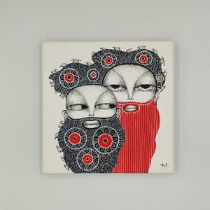 Gay Couple Painting 6x6 Small Canvas