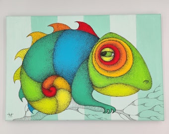 Chameleon - Original Painting on Canvas