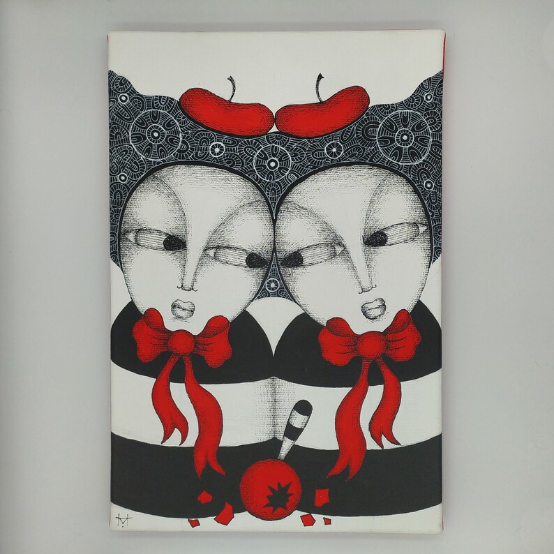 Tweedle Dum and Tweedle Dee Original Painting on Canvas