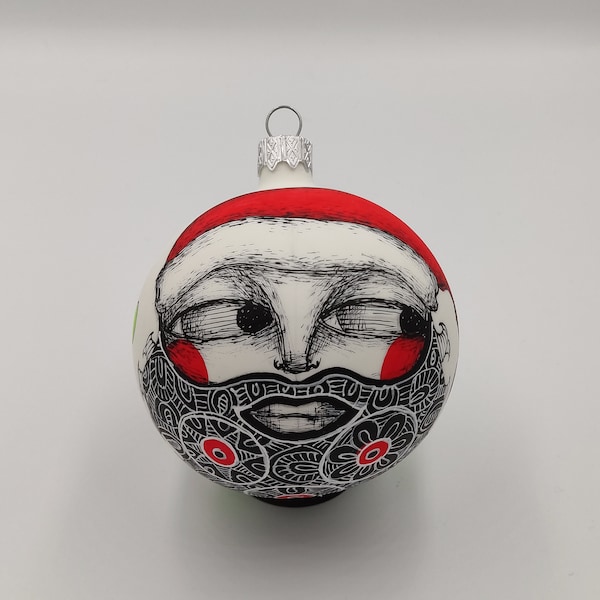 Christmas Decorations - Santa Claus - original, hand painted, glass bauble