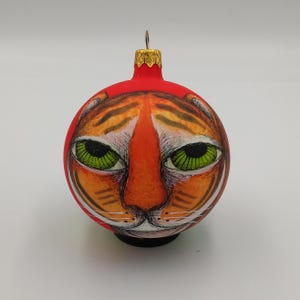 Tiger - Original Hand Painted Glass Christmas Ornament