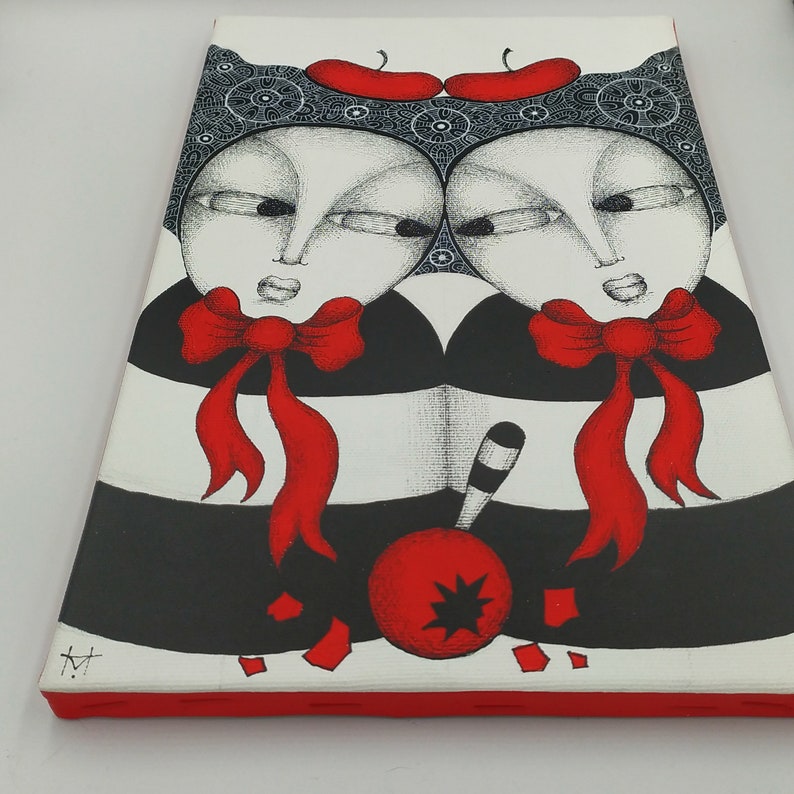 Tweedle Dum and Tweedle Dee Original Painting on Canvas