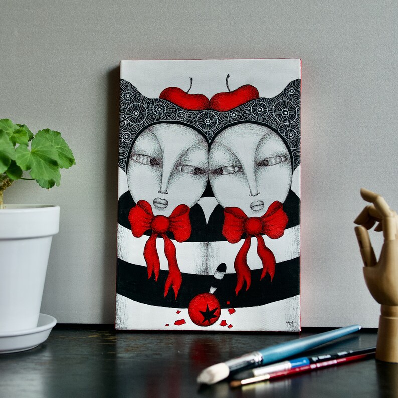 Tweedle Dum and Tweedle Dee Original Painting on Canvas