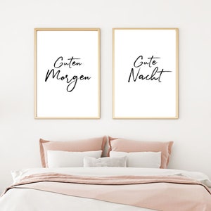 Bedroom murals, art print, digital print, good night picture, typeface, washedfind A3, A4, residential decorator, 2-set pictures, Good morning