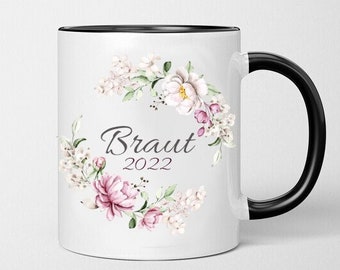 Brauttasse 2024, Tasse für Braut, Kaffeebecher Braut, Brautgeschenk, Blumenkranz Tasse, Braut 2024 Tasse, Brauttasse, Trauzeugin Tasse