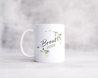 Botanische Tasse, Tasse mit Spruch, Braut 2024 Tasse, Brauttasse, Brautgeschenk, Geschenk für die Braut, Blumentasse, Kaffeebecher Braut