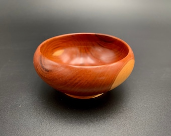 Handmade small pot made from apple wood
