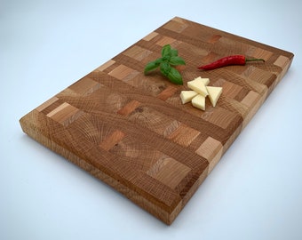 Handmade ash and cherry wood end grain chopping board