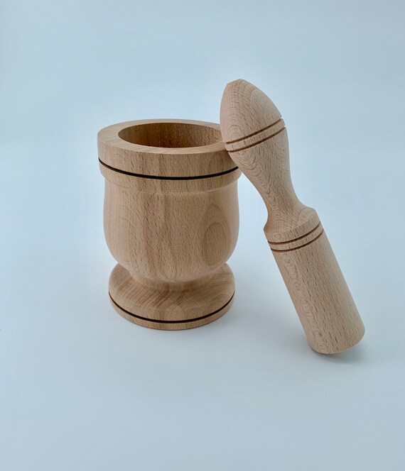 Grand Mortier Et Pilon En Bois - 32 Cm (mortier) / 51 Cm (pilon) - Marron - Assez Bon état