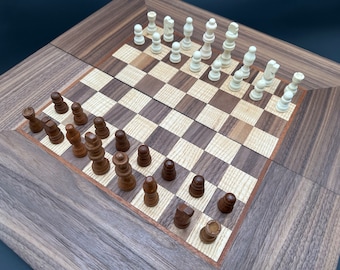 Handgemaakt walnoot mahonie beukenhout schaak- en backgammonset houten schaak- en backgammonbord 48 cm x 48 cm