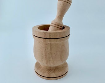 Medium mortar and pestle made out of beech wood