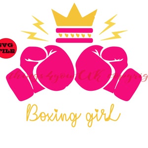 Logotipo de guantes de boxeo, Girl power svg, Boxing girl svg, Queen of box, Queen svg, Kick box, Clip art de guantes de boxeo, Cricut, Silhouette, Iron on