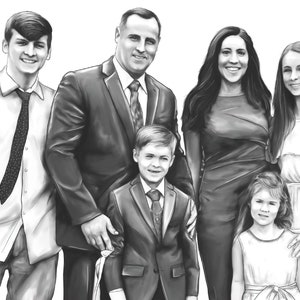 Bleistiftskizze Porträt, Foto zur Skizze, benutzerdefinierte Bleistiftzeichnung, benutzerdefinierte Familienporträt, Gruppenporträt, Foto zur Zeichnung, personalisiert