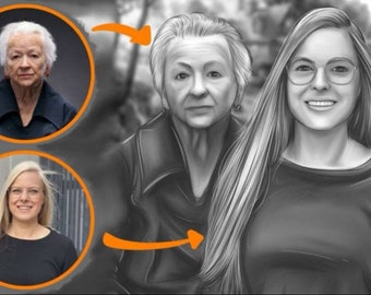 Foto a boceto a lápiz de foto, dibujo a lápiz de foto, dibujo personalizado, dibujado a mano, boceto a lápiz, retrato familiar personalizado