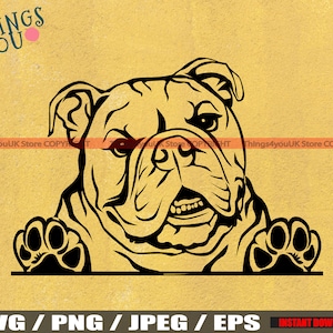 English Bulldog SVG, Old English Bulldog, Bulldog Svg, Bulldog Cricut Cut File, Peeking Bulldog, Bulldog Breed, Bulldog Svg File, Dog Svg