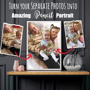 Add Deceased Loved One To Photo, Family Portrait From Different Photos, Custom Pencil Portrait, Drawing From Photo, Pencil Sketch Portrait
