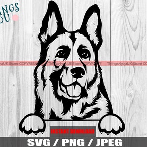 Schäferhund SVG, Polizeihund, Schäferhund-Liebhaber, Polizei Haustier, spähender Hund, Hundekopf, Smilling, Cricut, Silhouette, Bügelbild zum Ausdrucken