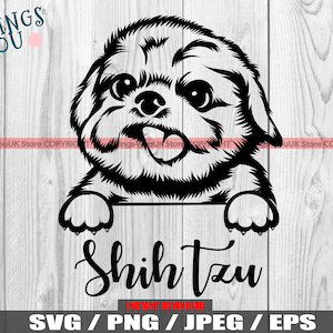 Shih Tzu SVG, Shih Tzu Peeking Dog, Races de chiens, Mignon Shih Tzu Clipart, Shih Tzu Cut File, Dog Cut File, Shih Tzu Silhouette, Cricut File