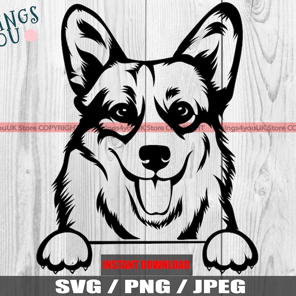 Welsh Corgi Pembroke SVG, Cute Corgi, Peeking Corgi Svg, Corgi Clipart, Corgi Silhouette, Corgi Cricut, Pembroke Welsh Corgi Lovers