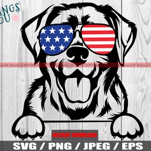 Labrador SVG, Labrador In Sunglasses Usa Flag SVG, Peeking Labrador, Labrador Dog Lovers, Labrador Silhouette, Cricut, Iron On, Png, Eps