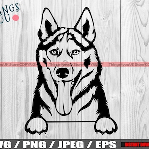 Husky SVG, Siberian Husky SVG, Husky Dog, Husky Mom, Girl Husky, Peeking Dog, Husky For Cricut, Dog With Paws, Cute Husky Cricut Cut File
