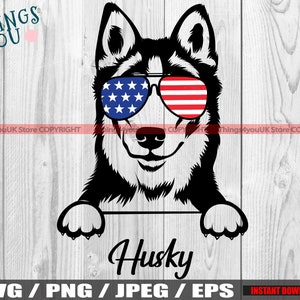 Husky SVG, Siberian Husky SVG, Alaskan SVG, Blye Eyes Dog Svg, Alaskan, Peeking Husky Dog, Peek A Boo, Silhouette, Cricut Cut File, Imprimer