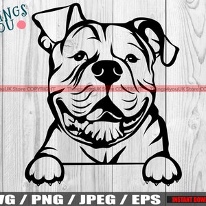 American Bulldog SVG, Bulldog SVG, Bulldog Mom, American Bulldog Mom, American Bulldog Silhouette, Peeking Bulldog, Bulldog Lovers, Cricut