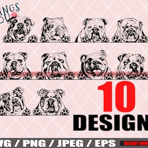 English Bulldog SVG, Old English Bulldog SVG, Bulldog Svg, Bulldog Cricut File, Peeking Bulldog, Bulldog Breed, Bulldog Svg File, Dog Svg