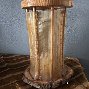 Rawhide lantern, stand lantern, tree disc