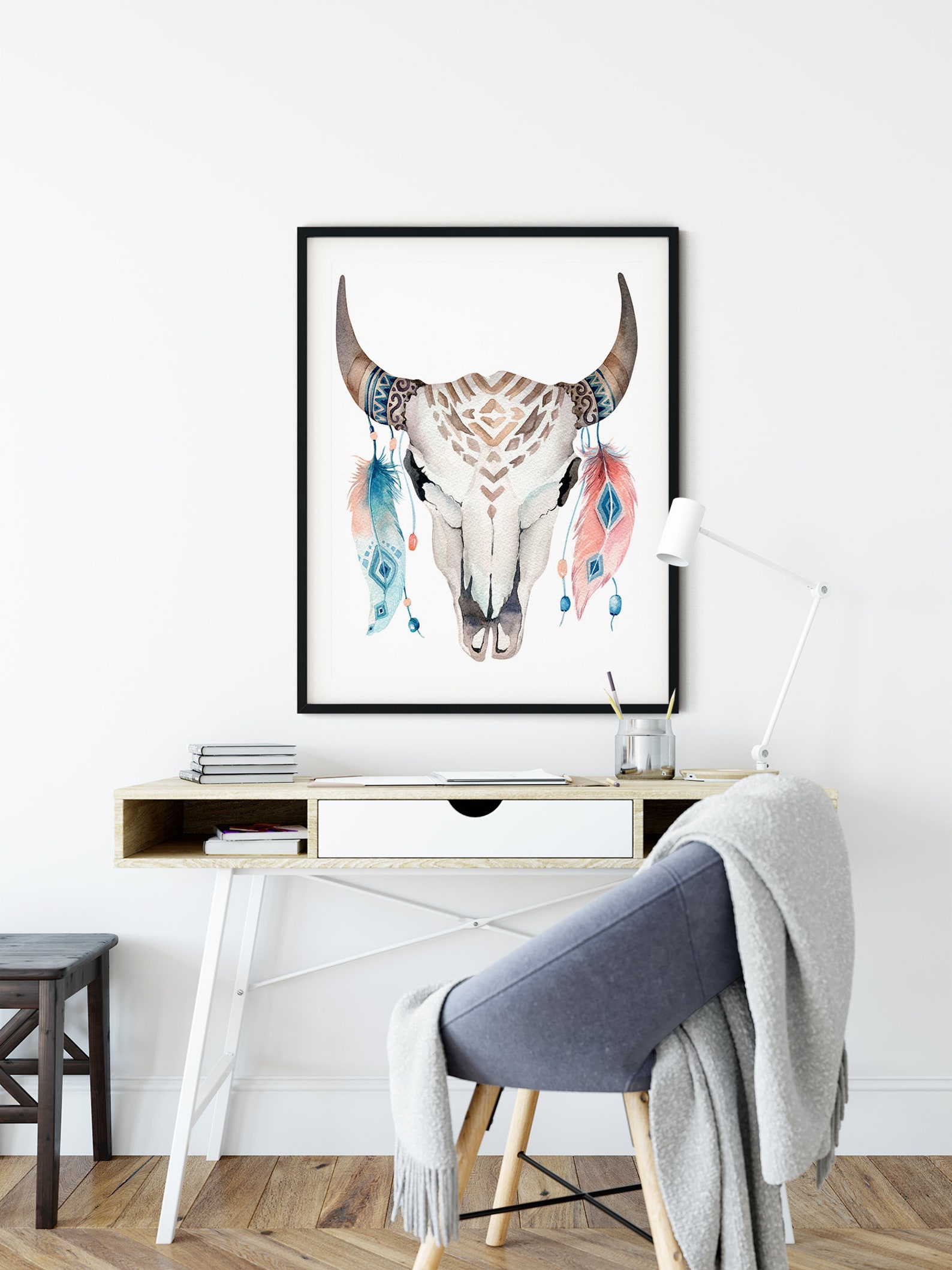 Animal Skull Wall Art Cow Skull Decor Set of 4 High Quality Etsy