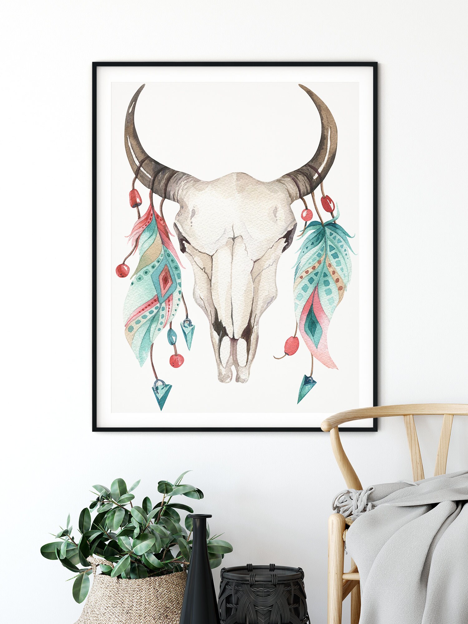 Animal Skull Wall Art Cow Skull Decor Set of 4 High Quality Hand