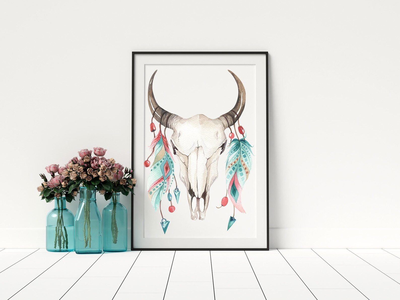 Animal Skull Wall Art Cow Skull Decor Set of 4 High Quality Etsy