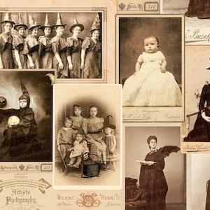 Vintage Halloween Photos, Halloween Witch Ephemera, Printable Halloween Digital Collage Sheet, Vintage Halloween Images, Gothic Halloween