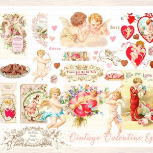 Vintage Valentine Ephemera, Vintage Valentine Junk Journal Ephemera, viktorianische Valentine Ephemera, Valentine Digital Collage Sheet druckbare
