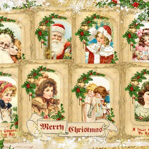 Kerst Junk Journal Ephemera, Afdrukbare Kerst Ephemera, Vintage Kerst Ephemera, Kerst Digitale Collage Blad, Kerstkaarten