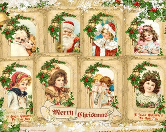 Efímera del diario basura de Navidad, Efímera navideña imprimible, Efímera navideña vintage, Hoja de collage digital de Navidad, Tarjetas de Navidad