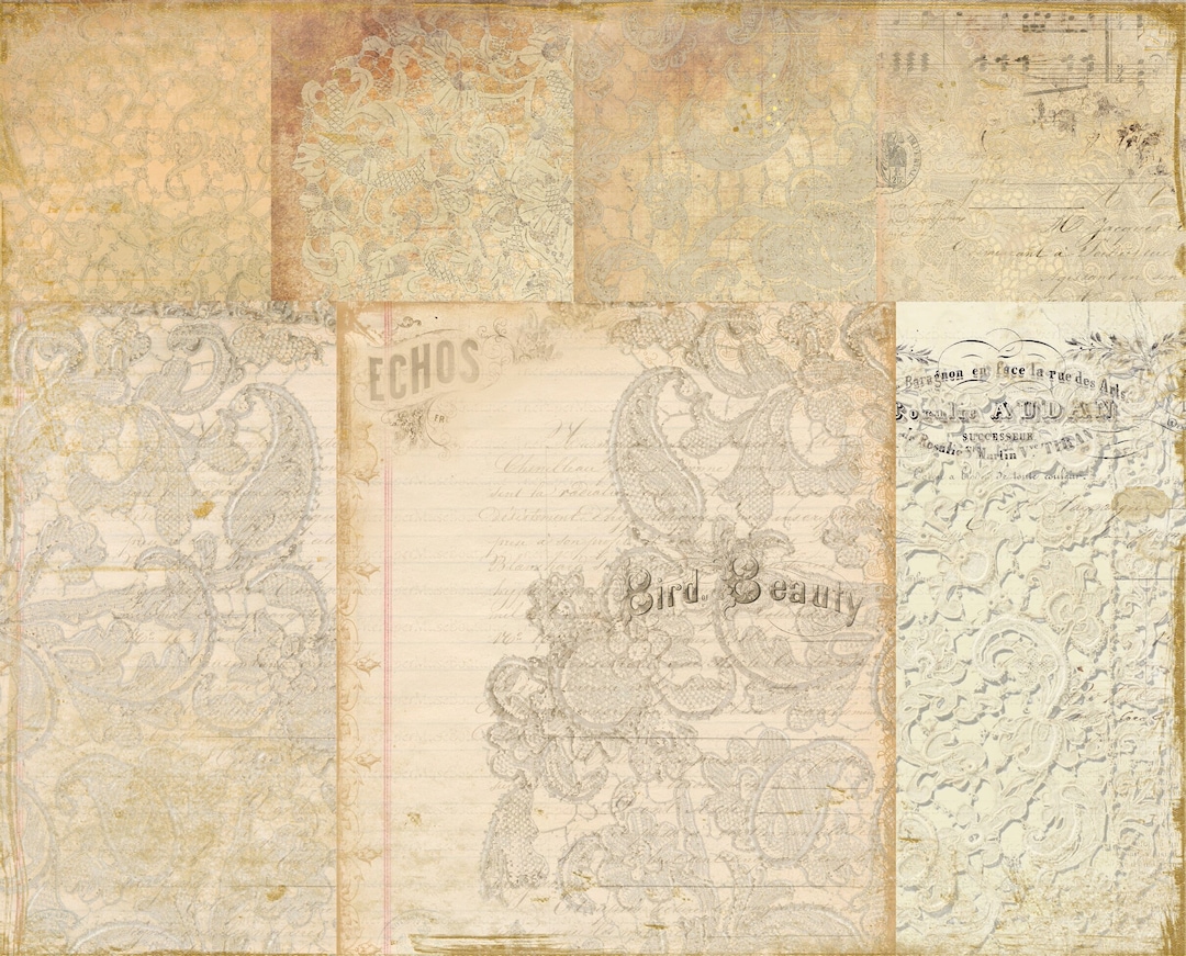 Lace Junk Journal Printable Paper, Lace Ephemera Junk Journal Kit, Printable French Ephemera