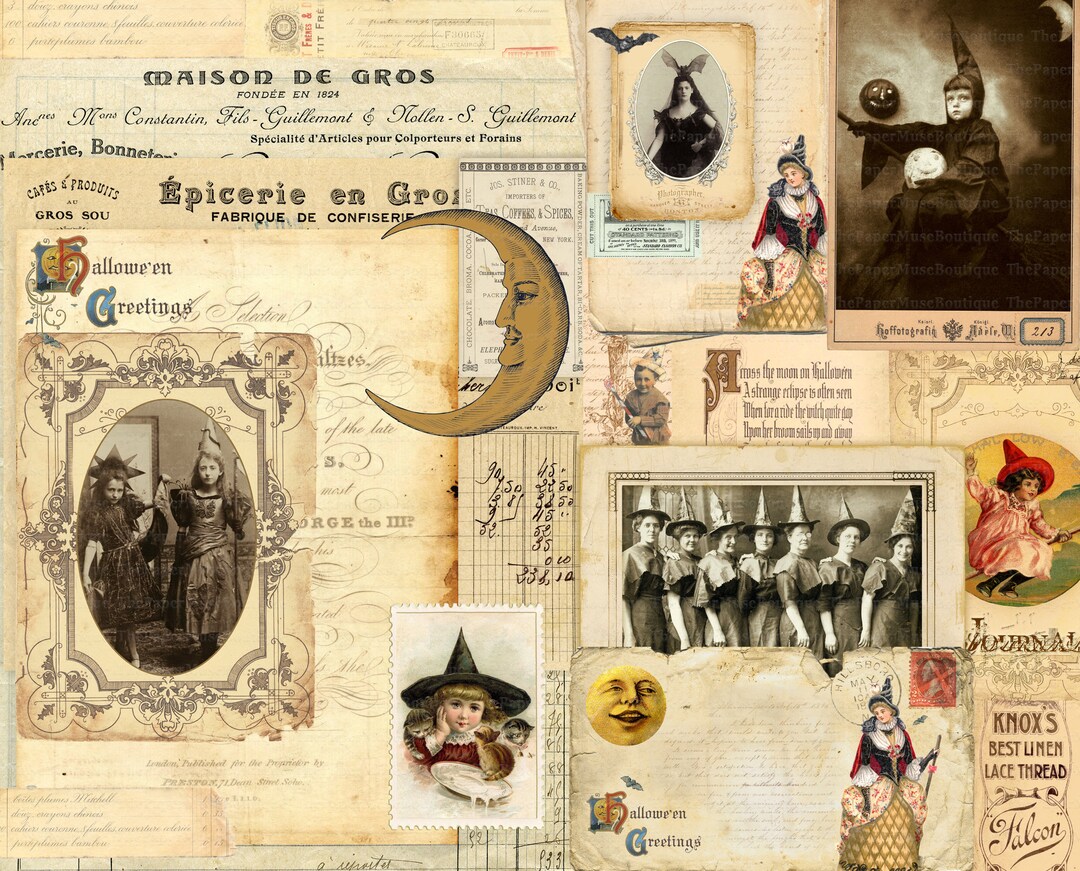Halloween Junk Journal Kit, Printable Halloween Ephemera Vintage ...