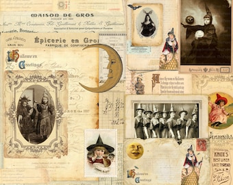 Halloween Junk Journal Kit, Printable Halloween Ephemera Vintage Halloween Ephemera, Gothic Halloween Digital Collage Sheet INSTANT DOWNLOAD